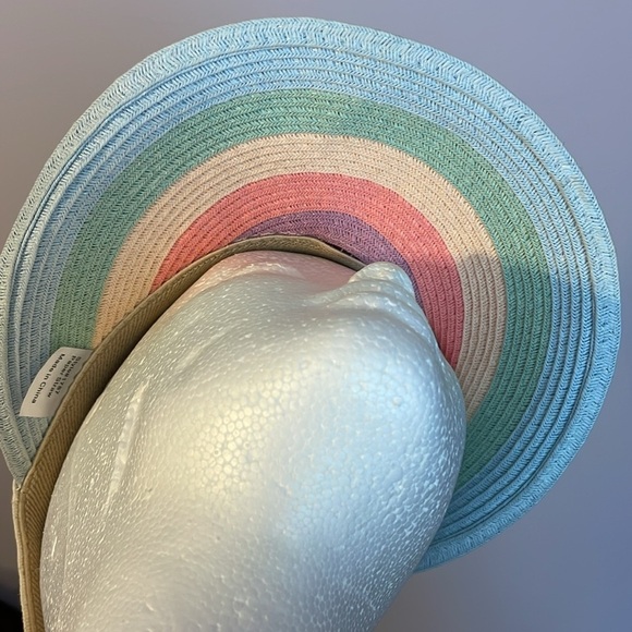 Unbranded Rainbow Paper Straw Visor Hat Adjustable Velcro Back Strap OS - Picture 10 of 11